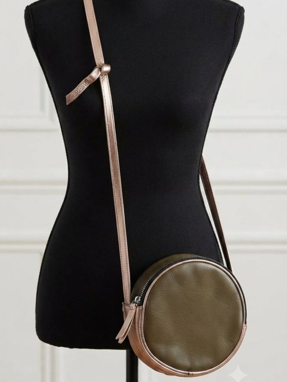 Rox & Ann - London- Metallic Leather -Rose Gold Round Crossbody Bag - Women